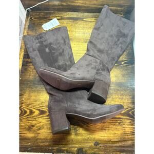 Time And Tru Brown Suede Heeled Knee High Boots‎ Size 11